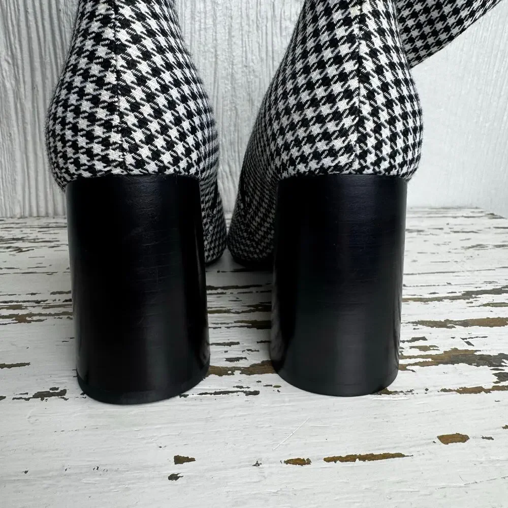 Jeffrey Campbell Coma Houndstooth Pointed Toe Bootie Boots Heel Women's Size 9 - Picture 9 of 10
